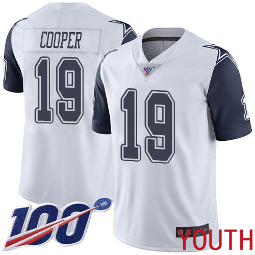 Youth Dallas Cowboys Limited White Amari Cooper 19 100th Season Rush Vapor Untouchable NFL Jersey